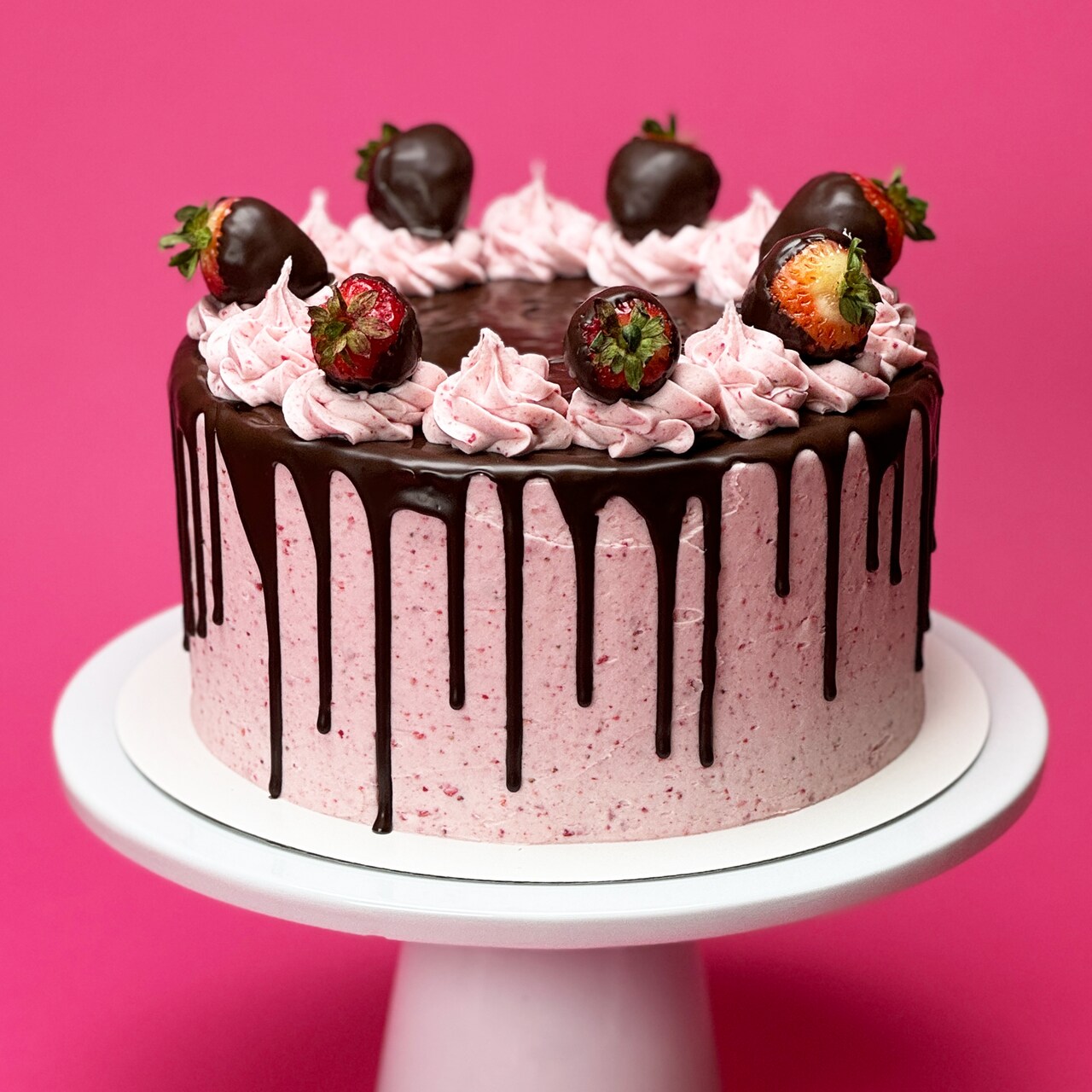 Chocolate Covered Strawberry Cake with Satin Ice